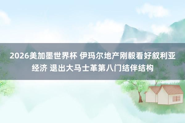 2026美加墨世界杯 伊玛尔地产刚毅看好叙利亚经济 退出大马士革第八门结伴结构