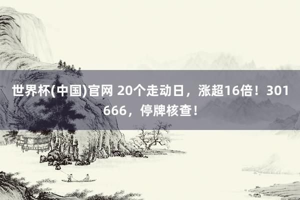世界杯(中国)官网 20个走动日，涨超16倍！301666，停牌核查！