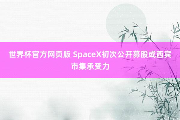 世界杯官方网页版 SpaceX初次公开募股或西宾市集承受力