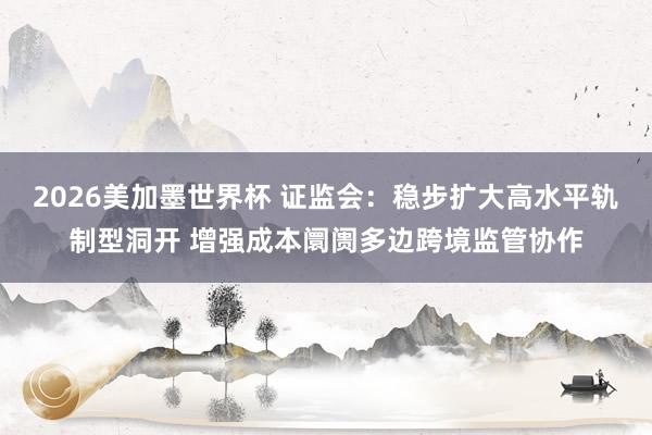 2026美加墨世界杯 证监会：稳步扩大高水平轨制型洞开 增强成本阛阓多边跨境监管协作