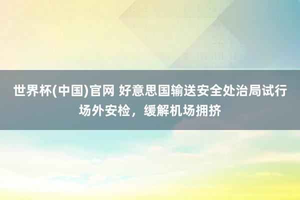 世界杯(中国)官网 好意思国输送安全处治局试行场外安检，缓解机场拥挤