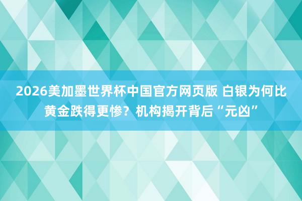 2026美加墨世界杯中国官方网页版 白银为何比黄金跌得更惨？机构揭开背后“元凶”