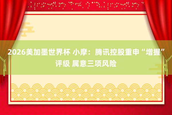 2026美加墨世界杯 小摩：腾讯控股重申“增握”评级 属意三项风险
