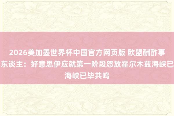 2026美加墨世界杯中国官方网页版 欧盟酬酢事务施展东谈主：好意思伊应就第一阶段怒放霍尔木兹海峡已毕共鸣