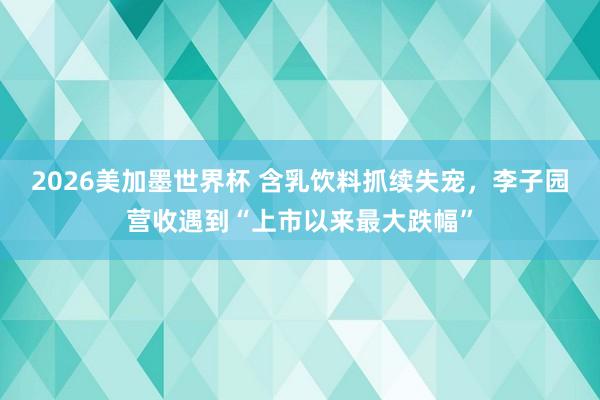 2026美加墨世界杯 含乳饮料抓续失宠，李子园营收遇到“上市以来最大跌幅”