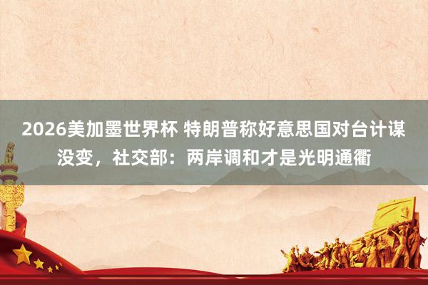 2026美加墨世界杯 特朗普称好意思国对台计谋没变，社交部：两岸调和才是光明通衢