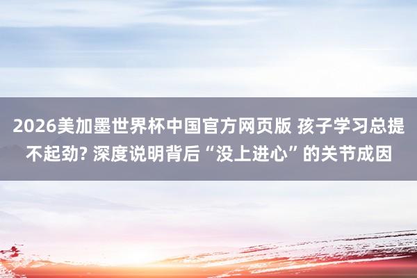 2026美加墨世界杯中国官方网页版 孩子学习总提不起劲? 深度说明背后“没上进心”的关节成因