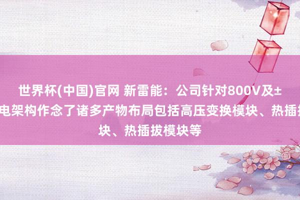 世界杯(中国)官网 新雷能：公司针对800V及±400V供电架构作念了诸多产物布局包括高压变换模块、热插拔模块等