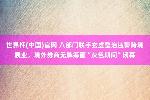 世界杯(中国)官网 八部门联手玄虚整治违警跨境展业，境外券商无牌筹画“灰色期间”闭幕