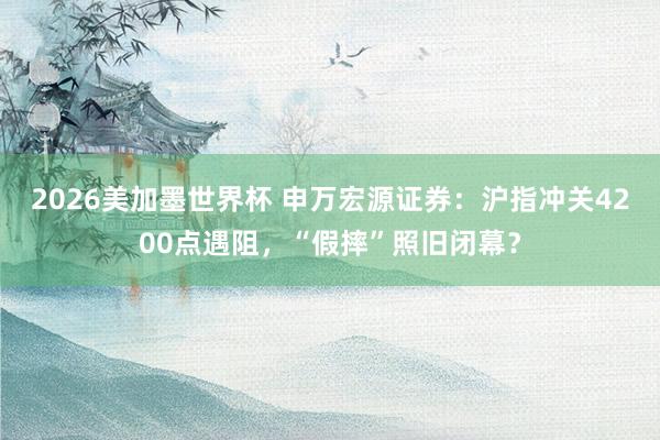 2026美加墨世界杯 申万宏源证券：沪指冲关4200点遇阻，“假摔”照旧闭幕？