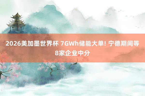 2026美加墨世界杯 7GWh储能大单! 宁德期间等8家企业中分