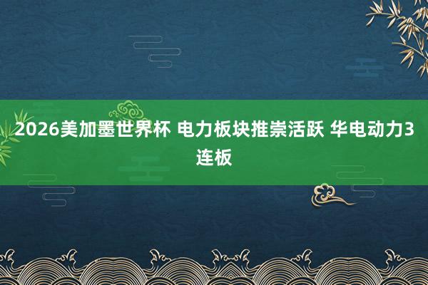2026美加墨世界杯 电力板块推崇活跃 华电动力3连板