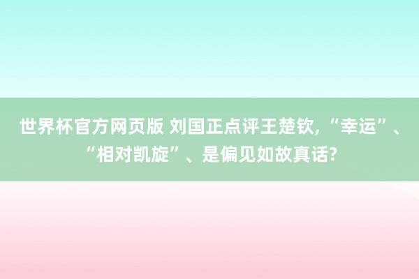 世界杯官方网页版 刘国正点评王楚钦， “幸运”、“相对凯旋”、是偏见如故真话?