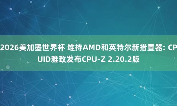 2026美加墨世界杯 维持AMD和英特尔新措置器: CPUID雅致发布CPU-Z 2.20.2版
