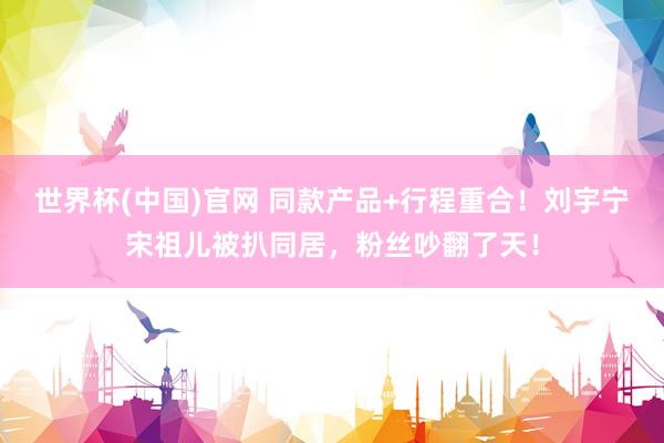 世界杯(中国)官网 同款产品+行程重合！刘宇宁宋祖儿被扒同居，粉丝吵翻了天！