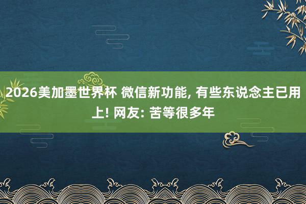 2026美加墨世界杯 微信新功能， 有些东说念主已用上! 网友: 苦等很多年