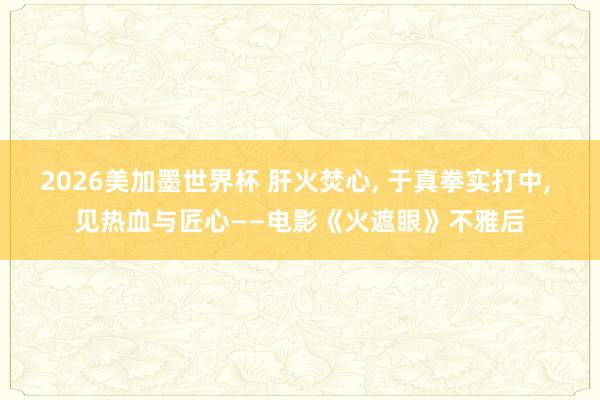 2026美加墨世界杯 肝火焚心， 于真拳实打中， 见热血与匠心——电影《火遮眼》不雅后