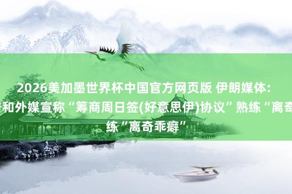 2026美加墨世界杯中国官方网页版 伊朗媒体: 特朗普和外媒宣称“筹商周日签(好意思伊)协议”熟练“离奇乖癖”