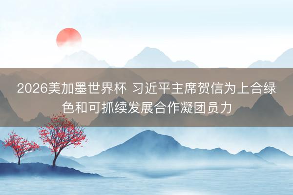 2026美加墨世界杯 习近平主席贺信为上合绿色和可抓续发展合作凝团员力