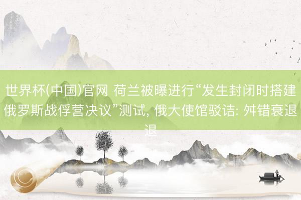 世界杯(中国)官网 荷兰被曝进行“发生封闭时搭建俄罗斯战俘营决议”测试， 俄大使馆驳诘: 舛错衰退