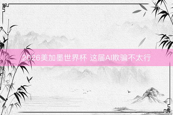 2026美加墨世界杯 这届AI欺骗不太行