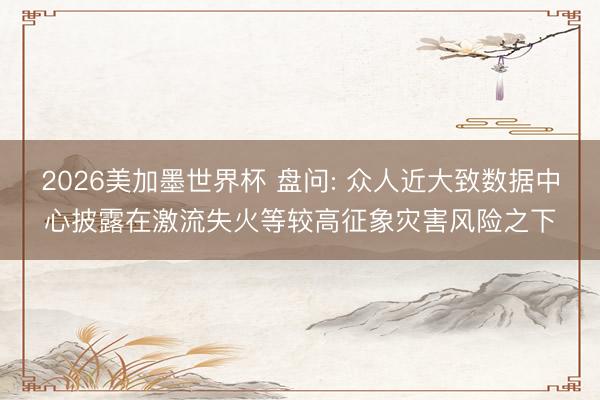 2026美加墨世界杯 盘问: 众人近大致数据中心披露在激流失火等较高征象灾害风险之下